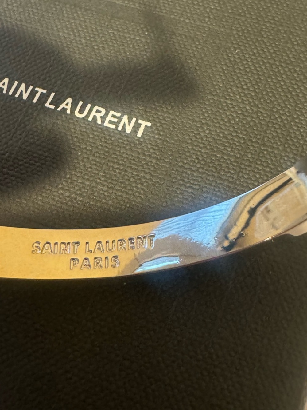 Saint Laurent Silver Crystal Logo Pavé Bracelet - Picture 3 of 13